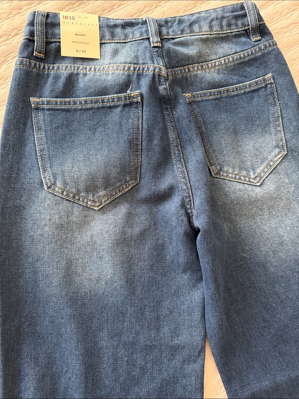 1030 TEN THIRTY Wide Leg Blue Jeans "Baggy & Low Rise" 0/24 ❤️ - Picture 9 of 10